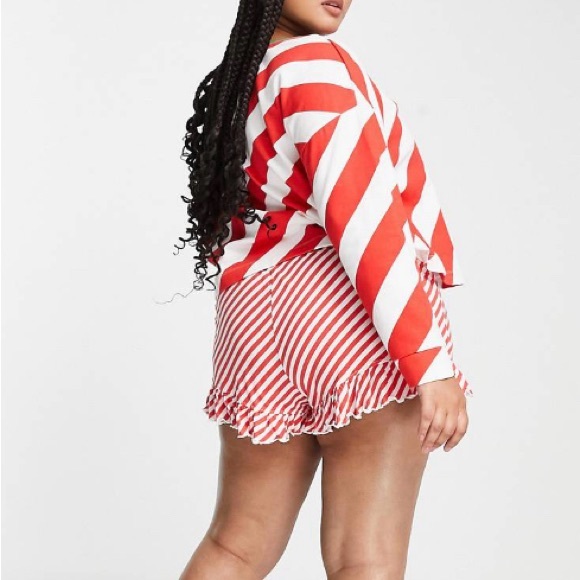 🎄NWT ASOS Curve Striped Christmas PJ Set - Picture 3 of 4